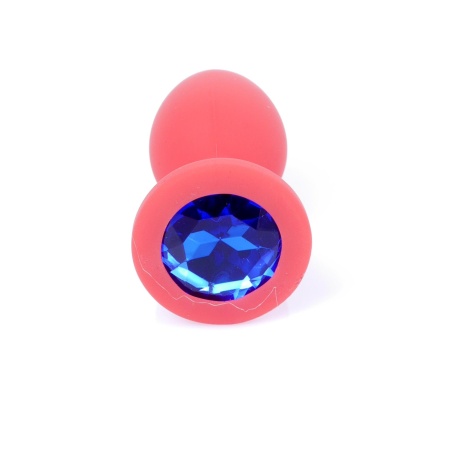 Biżuteria analna Jewellery Red Silicone Plug Small - anatomiczny korek silikonowy z kamieniem w kształcie diamentu, 7 cm x 2,7 c - 2