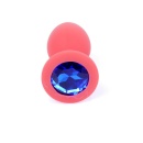 Biżuteria analna Jewellery Red Silicone Plug Small - anatomiczny korek silikonowy z kamieniem w kształcie diamentu, 7 cm x 2,7 c - 2
