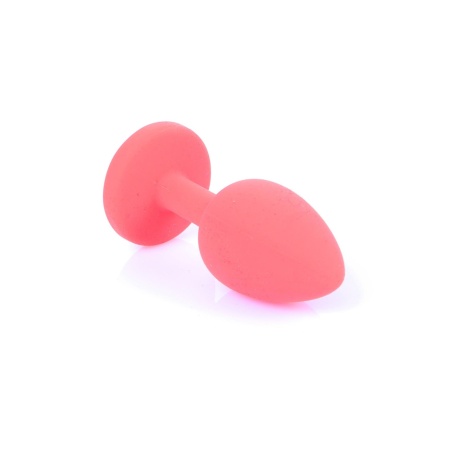 Biżuteria analna Jewellery Red Silicone Plug Small - anatomiczny korek silikonowy z kamieniem w kształcie diamentu, 7 cm x 2,7 c - 3