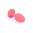 Biżuteria analna Jewellery Red Silicone Plug Small - anatomiczny korek silikonowy z kamieniem w kształcie diamentu, 7 cm x 2,7 c - 3