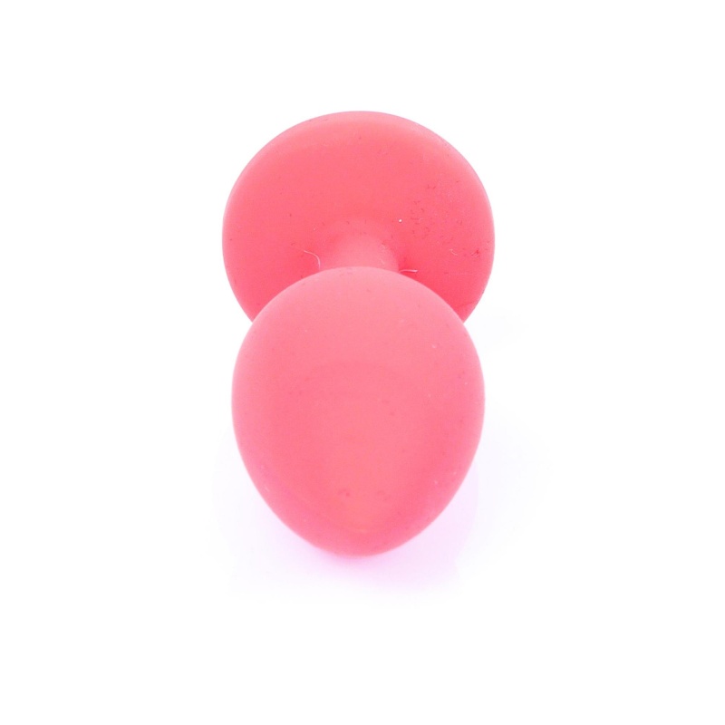 Biżuteria analna Jewellery Red Silicone Plug Small - anatomiczny korek silikonowy z kamieniem w kształcie diamentu, 7 cm x 2,7 c - 4