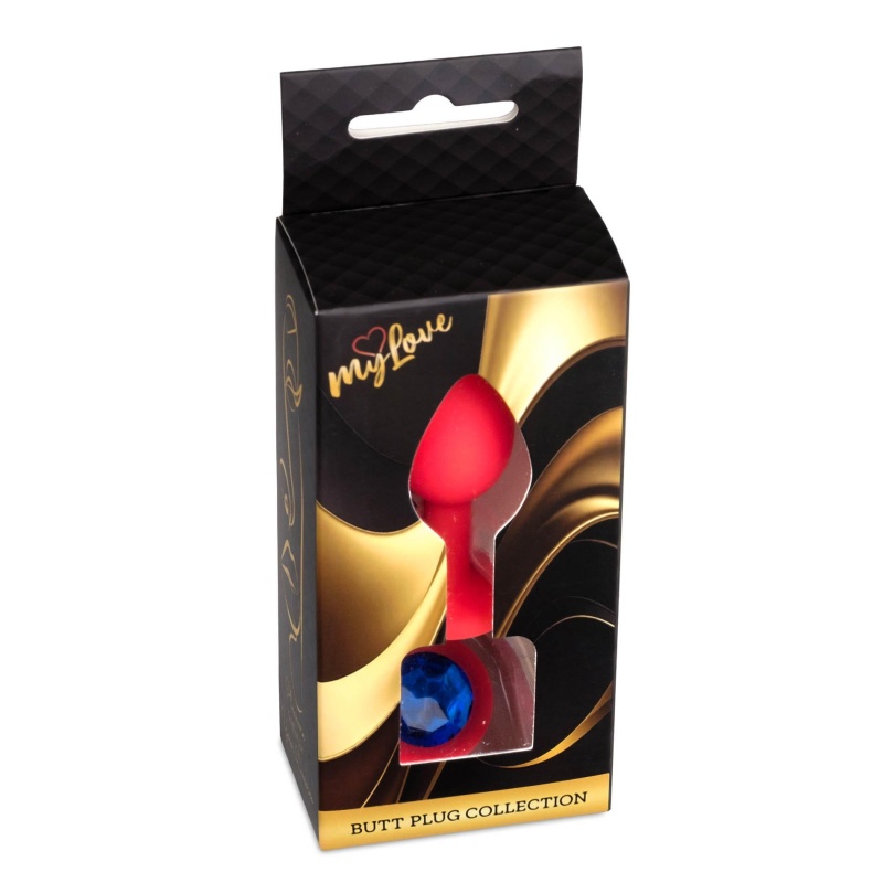 Biżuteria analna Jewellery Red Silicone Plug Small - anatomiczny korek silikonowy z kamieniem w kształcie diamentu, 7 cm x 2,7 c - 8
