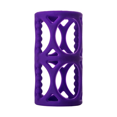 Penis Sleeve - reliefowa nakładka na penisa z silikonu, fioletowa, 7,5 cm - 2