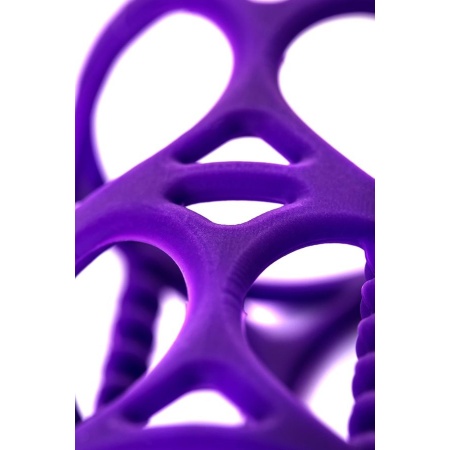 Penis Sleeve - reliefowa nakładka na penisa z silikonu, fioletowa, 7,5 cm - 8