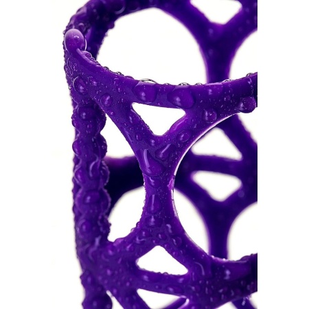 Penis Sleeve - reliefowa nakładka na penisa z silikonu, fioletowa, 7,5 cm - 9