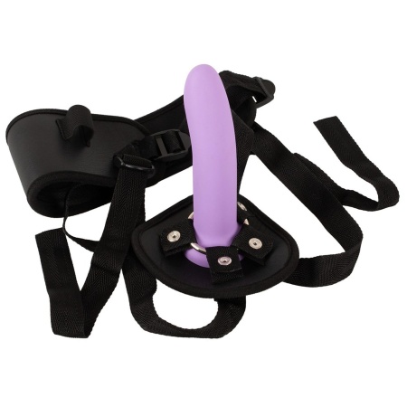 Zestaw Strap-On 4-częściowy - 3 wymienne dilda S/M/L z przyssawką i regulowaną uprzężą, średnice 2,8-4,2 cm - 4