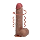 Wibrator obrotowo-wibracyjny z jądrami i przyssawką, model Straight Cock with Balls, 20,5 cm, kolor Tan - 4