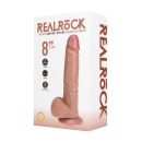 Wibrator obrotowo-wibracyjny z jądrami i przyssawką, model Straight Cock with Balls, 20,5 cm, kolor Tan - 5