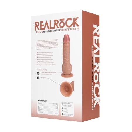 Wibrator obrotowo-wibracyjny z jądrami i przyssawką, model Straight Cock with Balls, 20,5 cm, kolor Tan - 6