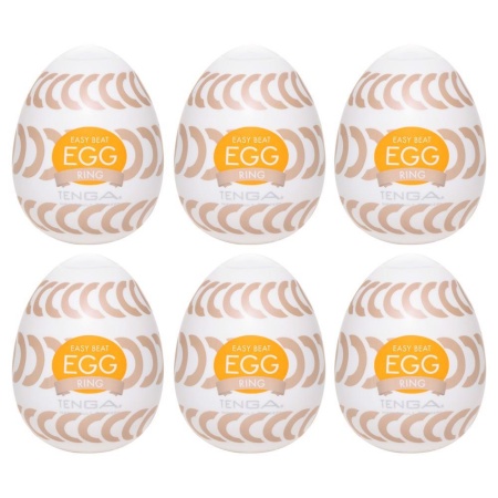 Egg Ring - jednorazowy masturbator męski, rozciągliwy TPE, długość 7 cm, zestaw 6 szt. - 1