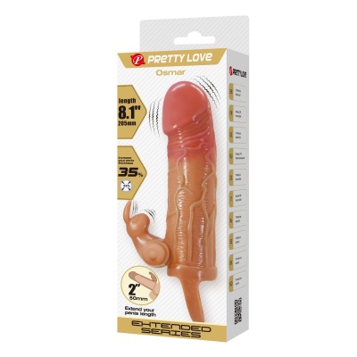Nakładka na penisa Osmar z wibracjami, 20,5 cm - 1 2
