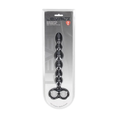 Koralikowa sonda analna LVL02-0031BLK z podwójną pętlą, 6 koralików, 24,4 cm - 1