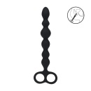 Beaded Silicone Anal Probe with Double Loop - Black - 2