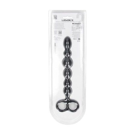 Beaded Silicone Anal Probe with Double Loop - Black - 3