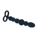 Beaded Silicone Anal Probe with Double Loop - Black - 4