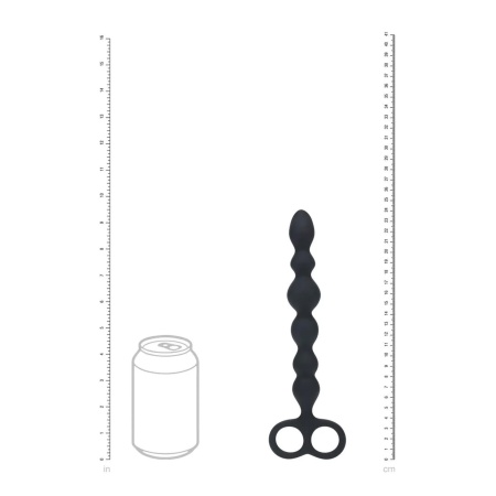 Beaded Silicone Anal Probe with Double Loop - Black - 5