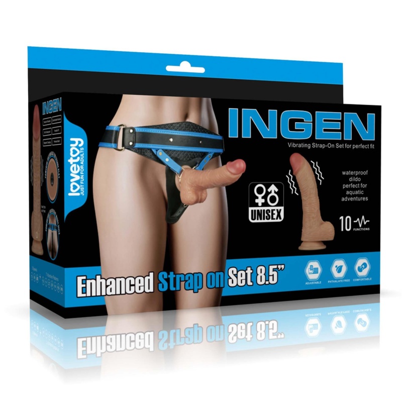 Wibrujący zestaw strap-on 21,5 cm XS/S/M nude - 1