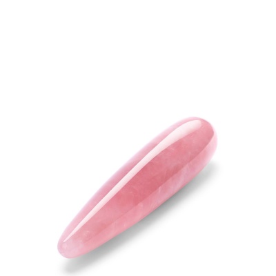 Le Wand Crystal Wand Rose Quartz - dwustronny masażer z różowego kwarcu z teksturowanym pierścieniem silikonowym, 17,78 cm - 1 2
