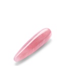Le Wand Crystal Wand Rose Quartz - dwustronny masażer z różowego kwarcu z teksturowanym pierścieniem silikonowym, 17,78 cm - 2
