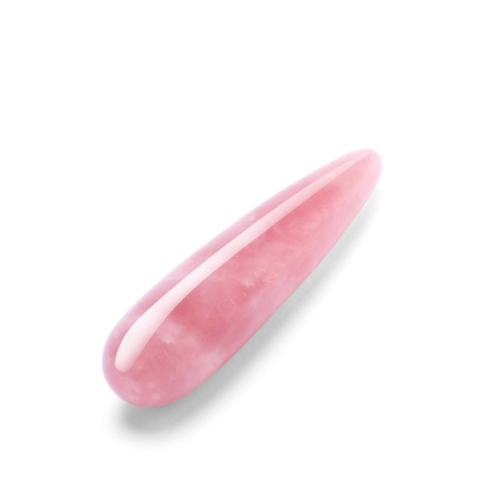 Le Wand Crystal Wand Rose Quartz - dwustronny masażer z różowego kwarcu z teksturowanym pierścieniem silikonowym, 17,78 cm - 3