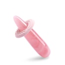 Le Wand Crystal Wand Rose Quartz - dwustronny masażer z różowego kwarcu z teksturowanym pierścieniem silikonowym, 17,78 cm - 4