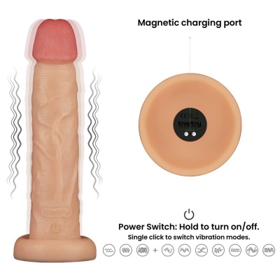 Wibrujący dildo Power Basics 25,4 cm z przyssawką - 10 trybów - 1