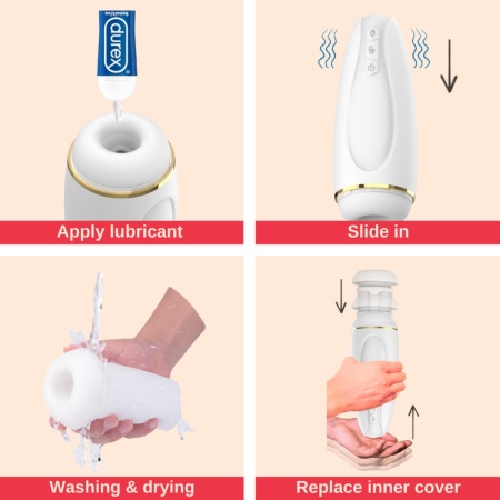 Masturbator elektryczny Branco White z funkcją wibracji i zasysania, 23,1 cm x 8,8 cm x 8,8 cm - 9