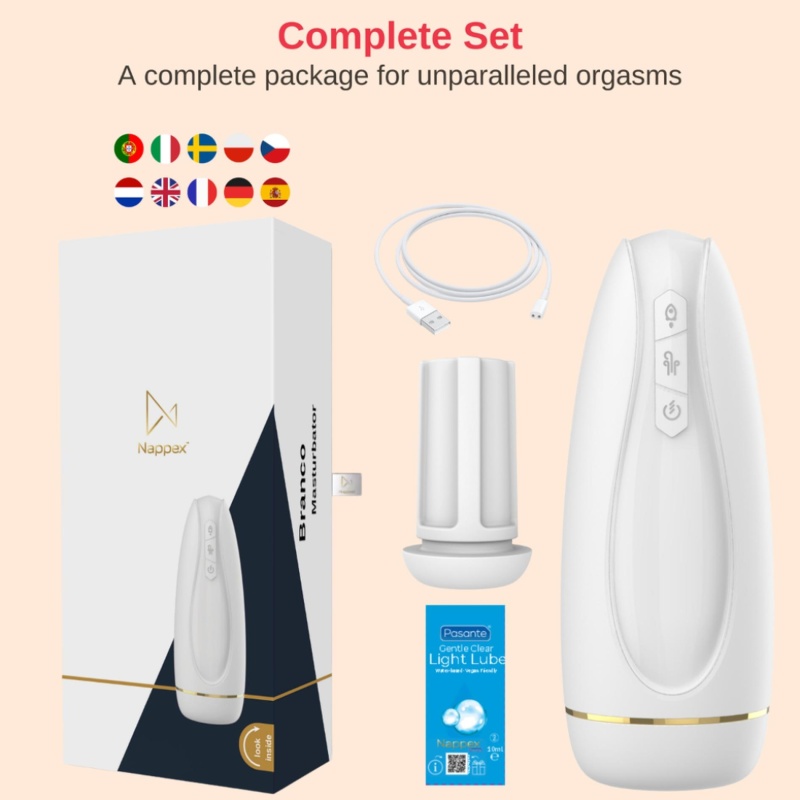 Masturbator - Nappex™ Branco White - Premium Mastubators (10 Languages) - 10