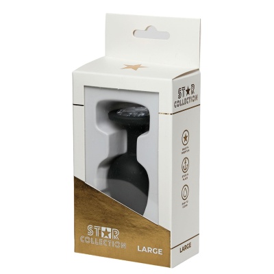 Star Collection - Black Silicone Anal Plug L - Clear Stone - 1