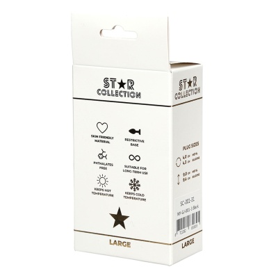 Star Collection - Black Silicone Anal Plug L - Clear Stone - 1 2
