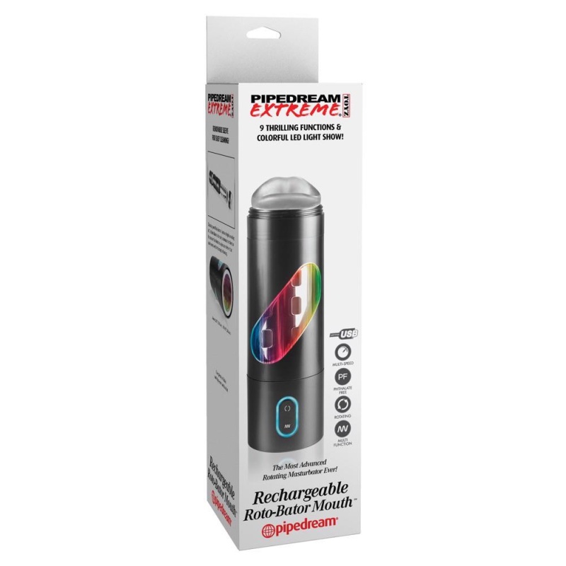 Masturbator rotacyjny Roto-Bator Mouth – 9 trybów obrotu, otwór ustny, zmiana kierunku, długość 24,1 cm - 1