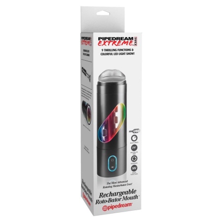 Masturbator rotacyjny Roto-Bator Mouth – 9 trybów obrotu, otwór ustny, zmiana kierunku, długość 24,1 cm - 1