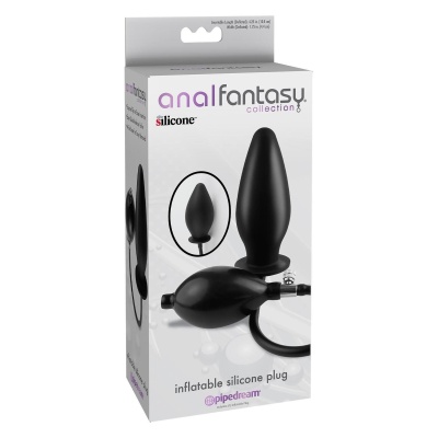 ANAL FANTASY COLLECTION INFLATABLE SILICONE PLUG BLACK - 1 2