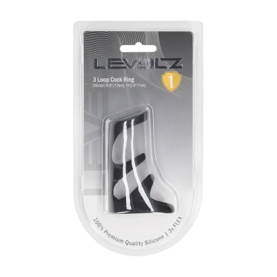 3 Loop Silicone Cockring - Black - 1