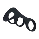 3 Loop Silicone Cockring - Black - 4