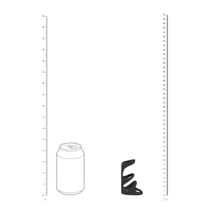 3 Loop Silicone Cockring - Black - 5
