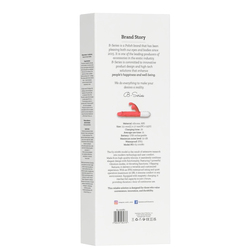 Wibrator silikonowy Silicone Vibrator 7 Vibration Modes - 7 trybów wibracji, 10 trybów ruchu góra-dół, 7 trybów uderzeń łechtacz - 4
