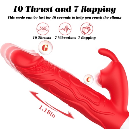 Wibrator silikonowy Silicone Vibrator 7 Vibration Modes - 7 trybów wibracji, 10 trybów ruchu góra-dół, 7 trybów uderzeń łechtacz - 6