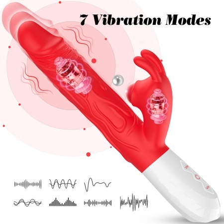 Wibrator silikonowy Silicone Vibrator 7 Vibration Modes - 7 trybów wibracji, 10 trybów ruchu góra-dół, 7 trybów uderzeń łechtacz - 8