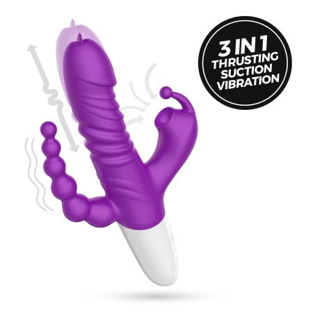 Wrangler All In One Vibrator - stymulator 3 w 1 z posuwem, ssaniem i wibracjami, długość 23 cm - 4