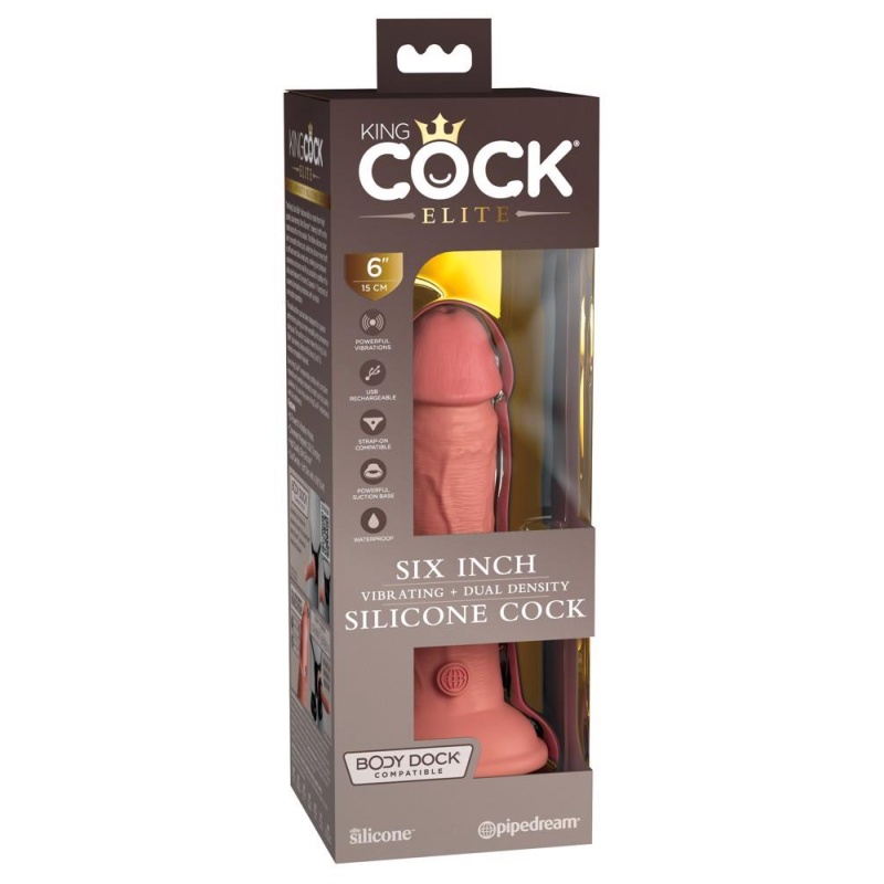 Wibrator realistyczny KCE 6 DD Vibrating Cock Light – silikon podwójnej gęstości, 10 trybów wibracji, 17,8 cm - 1