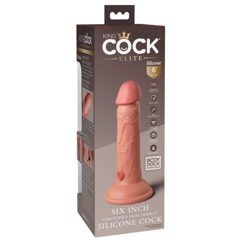 Wibrator realistyczny KCE 6 DD Vibrating Cock Light – silikon podwójnej gęstości, 10 trybów wibracji, 17,8 cm - 7