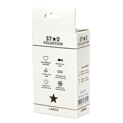 Star Collection - Black Silicone Anal Plug L - Light Blue Stone - 1 2