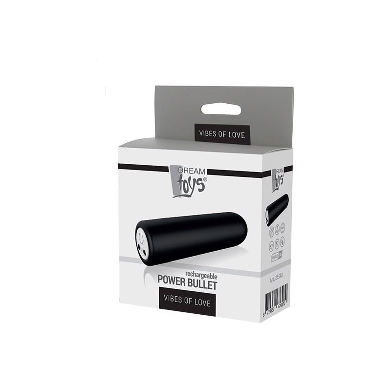 Wibrator bullet POWER BULLET BLACK - kompaktowy, 9 wzorów wibracji, silikon, ładowanie USB - 1
