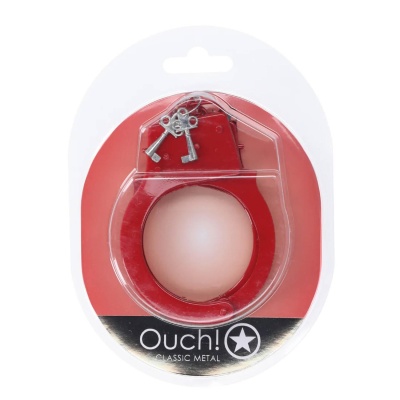Classic Metal Handcuffs - Red - 1 2