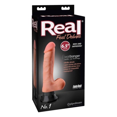 Wibrator Real Feel Deluxe No. 1 Light – realistyczna powłoka Fanta Flesh, stopka ssąca, wodoodporny, 22 cm, średnica 4,8 cm - 1