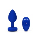 Vibrating Jewel Plug L/XL Navy - silikonowy korek analny z pilotem, szyjka 1,6 cm, długość 11,1 cm, średnica 4,5 cm - 2