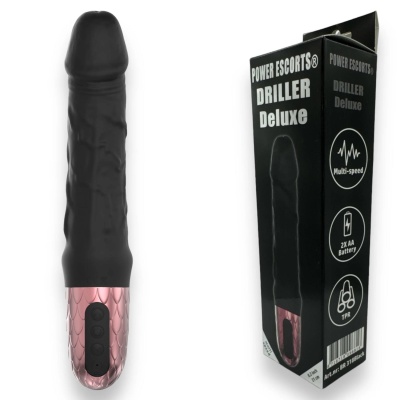 Wibrator realistyczny Driller De Luxe 21 cm czarny - 1 2