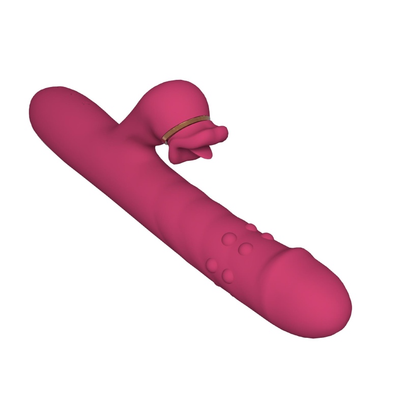 Wibrator silikonowy 2w1 - 7 trybów ssania i lizania, 3 poziomy ruchu posuwistego, 23,5 cm - 3