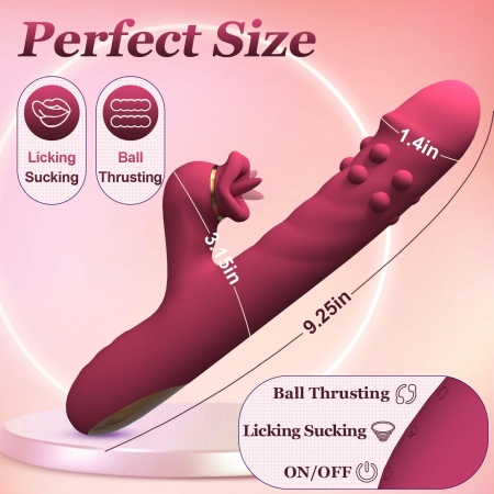 Silicone Vibrator - 7 rotating functions and 7 licking functions - 8
